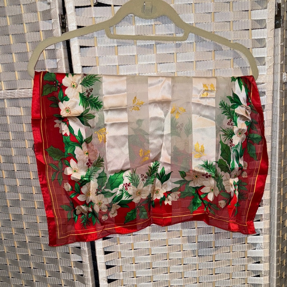 Floral Red and Green Scarf